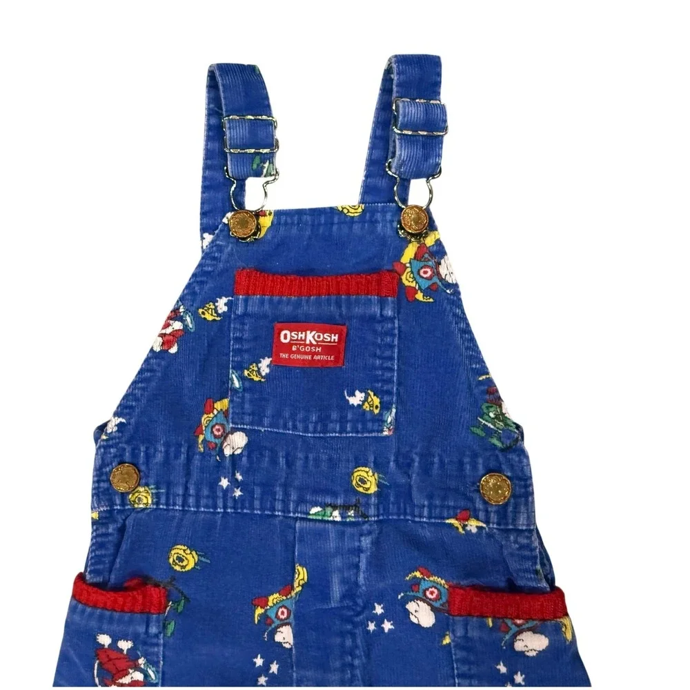 Vintage OshKosh Vestbak Mouse Detective Corduroy Overalls Toddler 2T USA